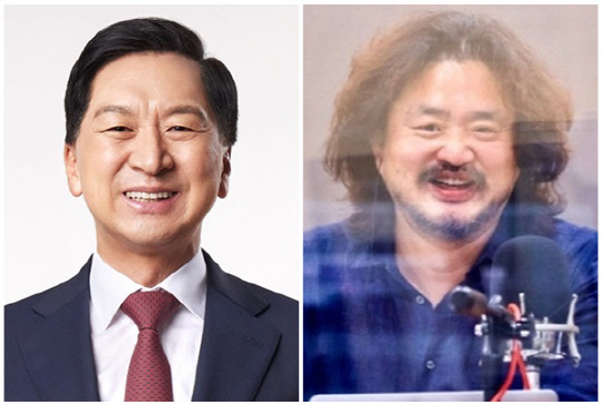 김기현(왼쪽) 국민의힘 의원과 방송인 김어준씨. <김기현 의원실, tbs 제공>